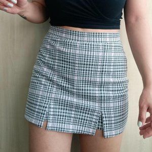 High Waist Plaid Gray short skirt
